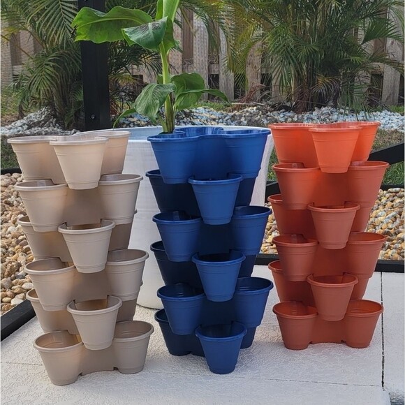 6 Tier Mini Vertical Indoor Outdoor Plastic Herb Garden Stackable Planter Pots - Picture 1 of 5